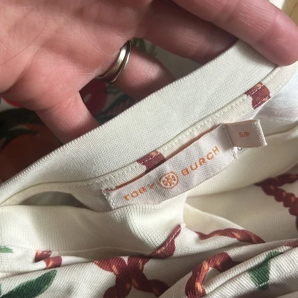 Tory Burch 🧺 Basket Weave Picnic Dress Cream And Brown Belted 🍓 Summer - Picture 2 of 6